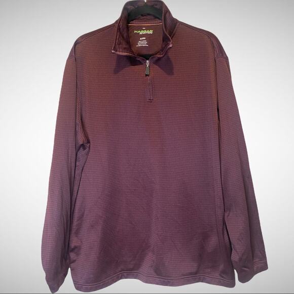Haggar Heathered Burgundy Quarter Zip Pullover Sweatshirt sz XL - Picture 1 of 7